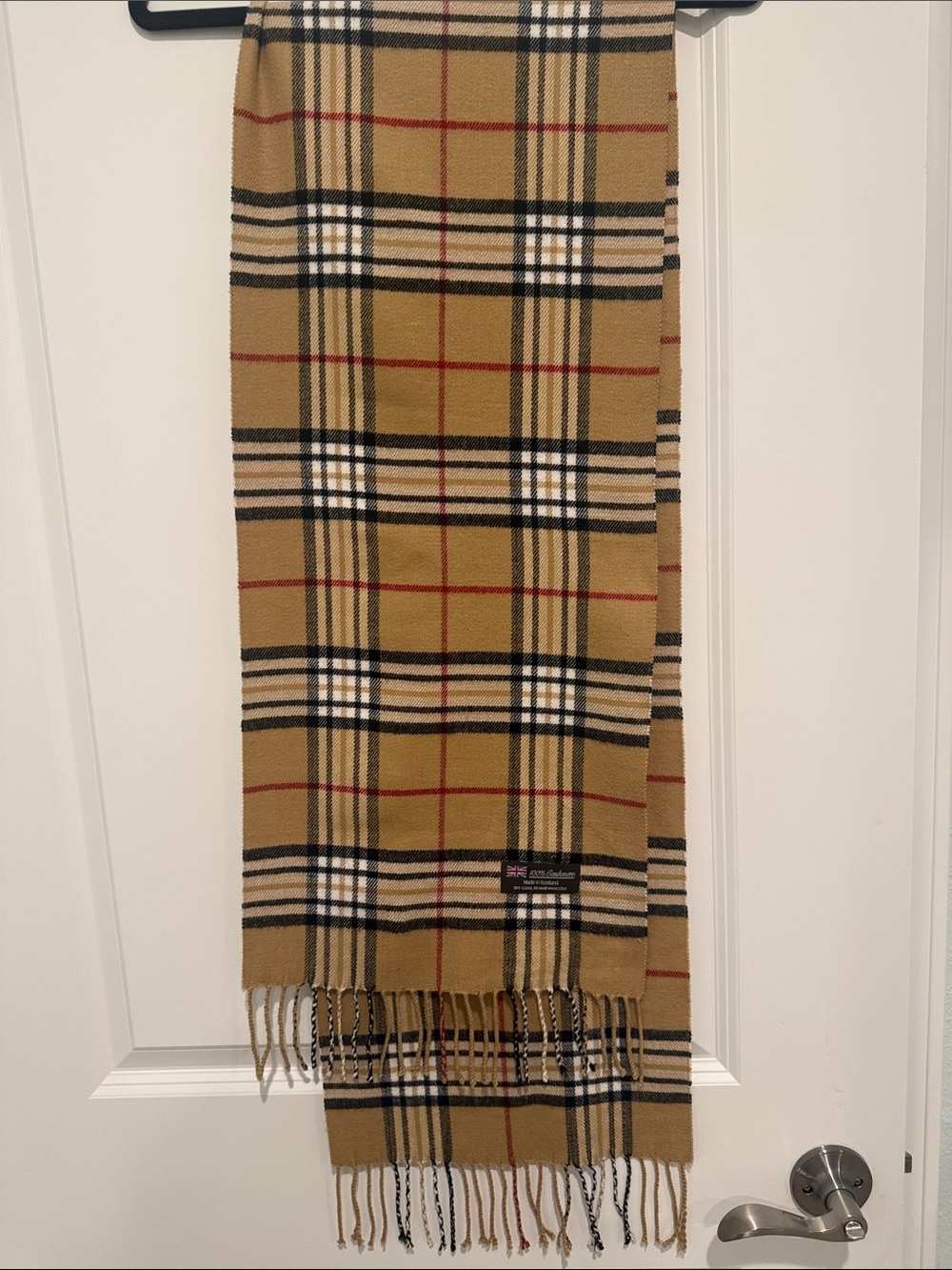 Classic Tan Plaid cashmere Scarf